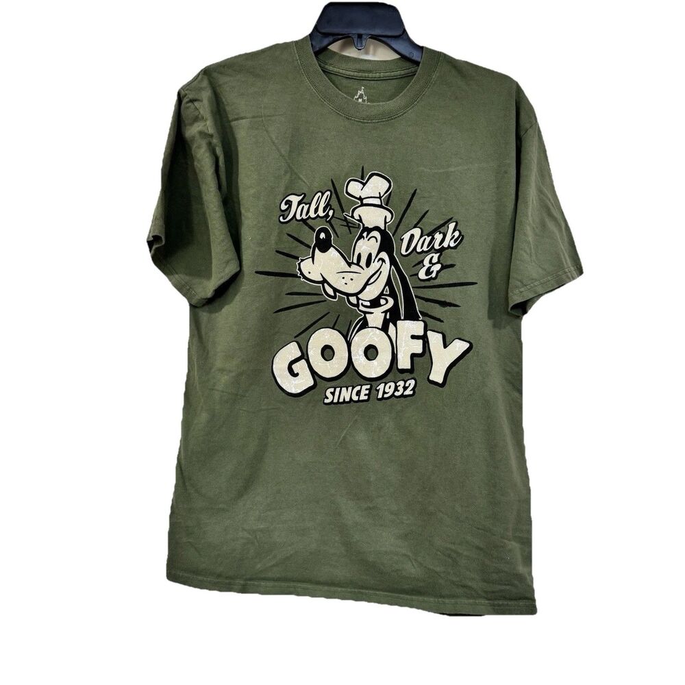 Tall, Dark & Goofy Disney Graphic Tee Med Olive Green Retro Cartoon Streetwear